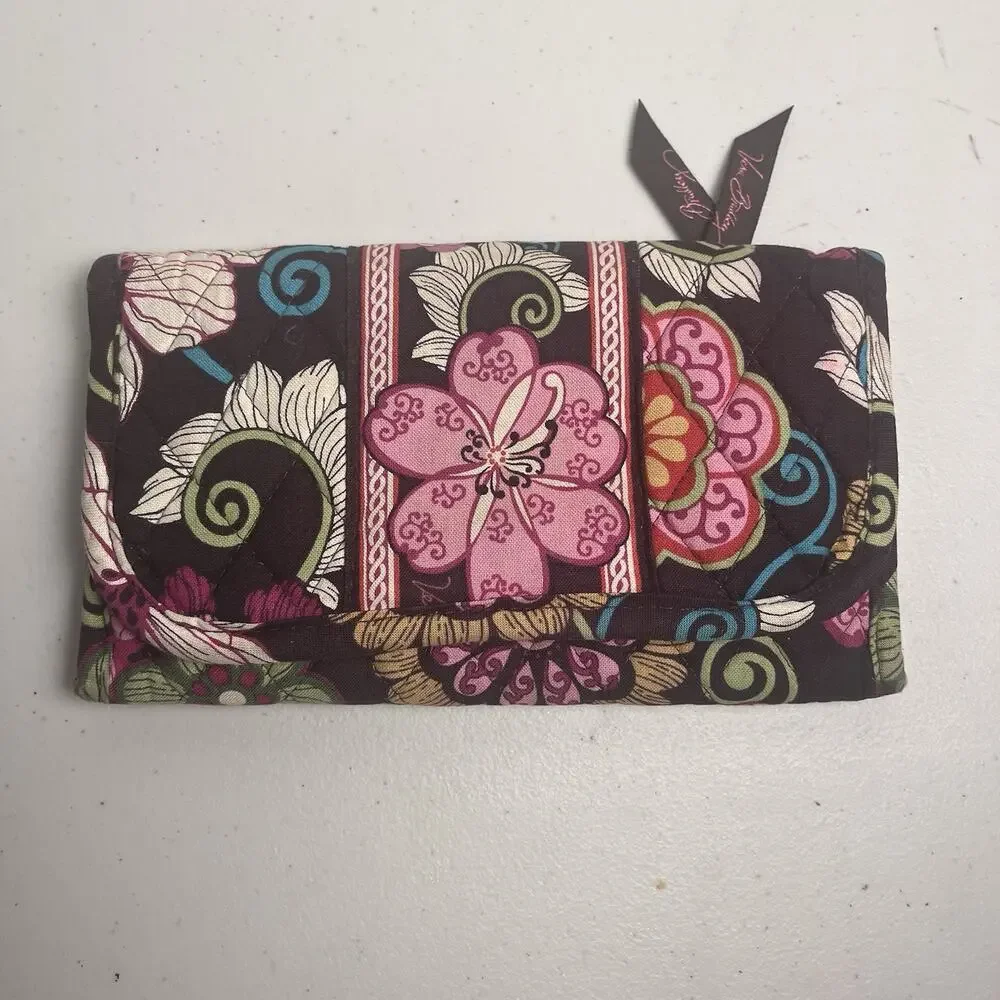 Vera Bradley Purse & Wallet Lot Jazzy Bloom Very Berry Mod Floral 100% Cotton - Picture 6 of 16